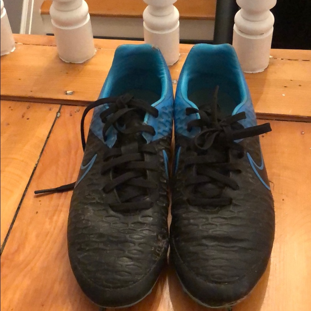 Black and blue nike soccer cleats
